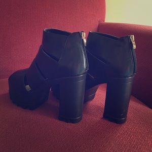 Chunky black platform heels from London