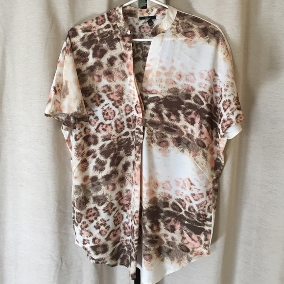Brown and pink patterned blouse