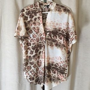 Brown and pink patterned blouse