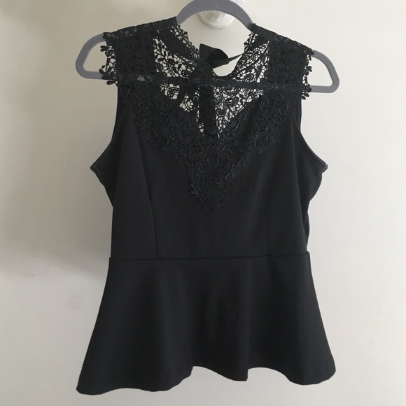 Black lace peplum blouse
