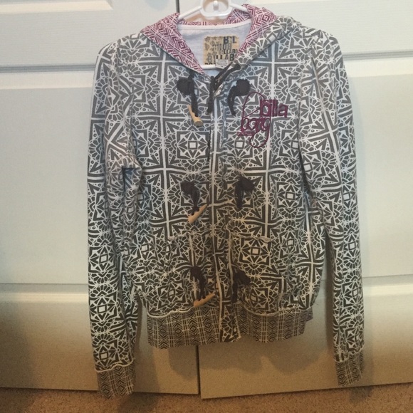 Gray and Maroon Geometric Billabong Hoodie