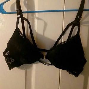 Black lace cage bra 36B