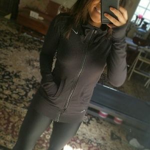Nike black zip up jacket running/layering