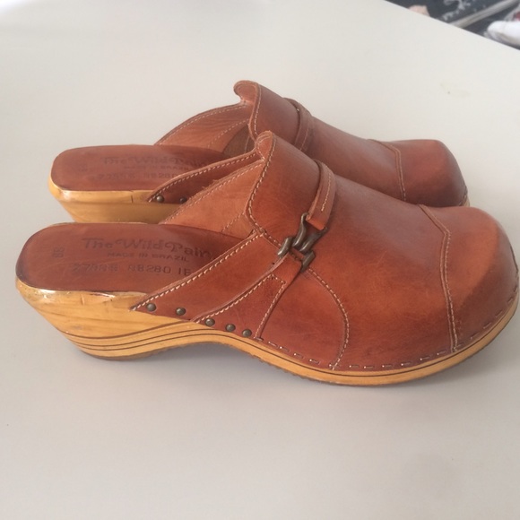 Beautiful Brazilian Leather and Wooden Clogs