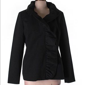 INC Charcoal Gray Ruffle Trim Jacket Coat - XL