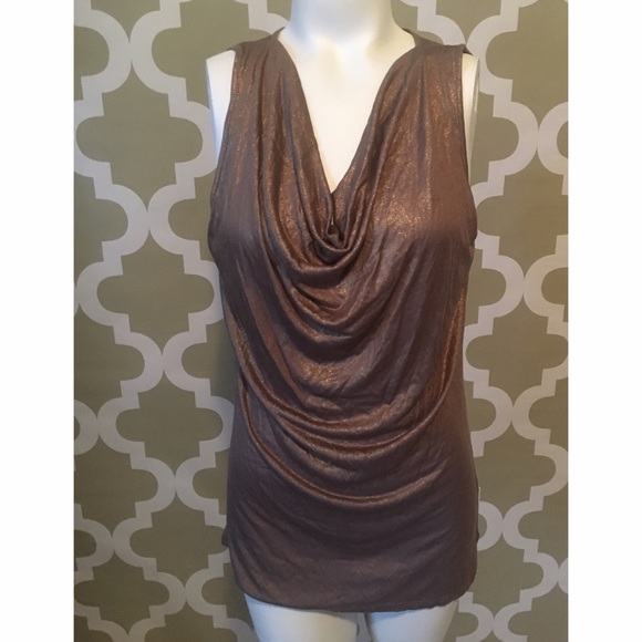 Kenar Tops - Kenar Draped Metallic Tank Top