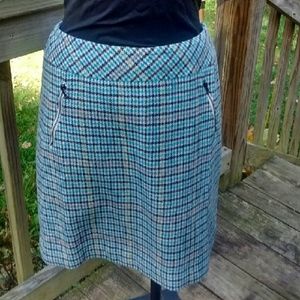 Beautiful turquoise and grey, check skirt.