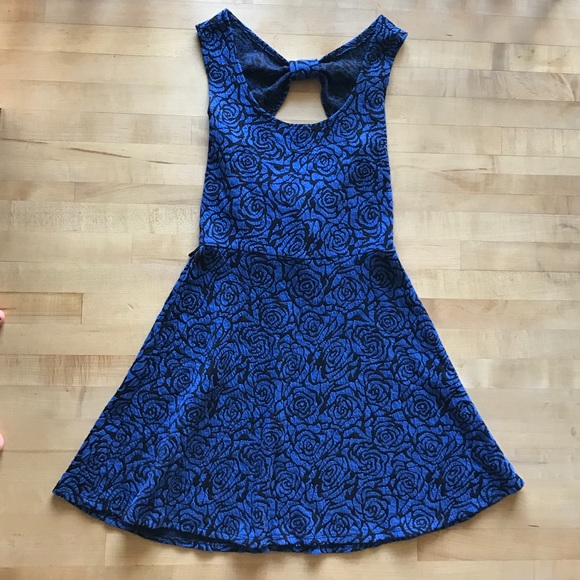 Blue and black cutout dress