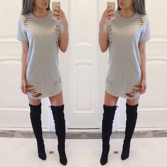 SOLD OUT ❌ Eva Distressed Shirt Dress - Picture 3 of 3