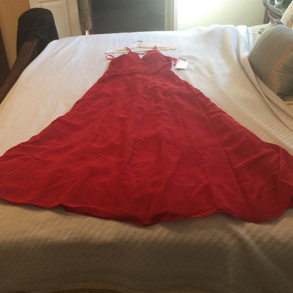 Red evening dress