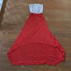 White/Coral high low dress