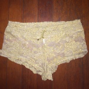 Gold glitter lace designer shorts , adjustable