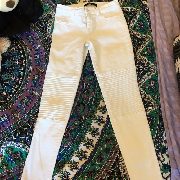 White J Brand motorcycle jeans