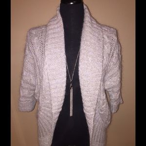 Express gray with metallic shimmer cocoon cardigan