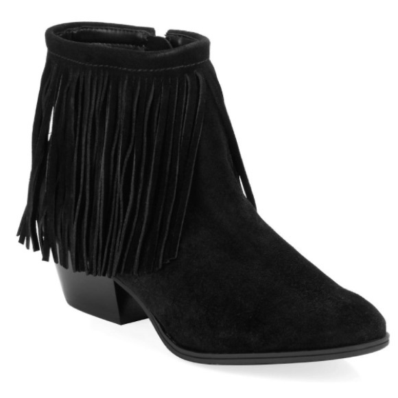 NEW Schutz Ornelia Black Suede Fringe Bootie