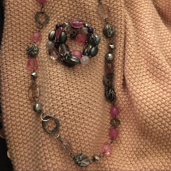 Matching long necklace and bracelet