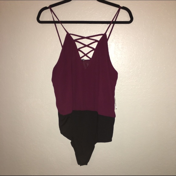 Burgundy Caged Body Suit