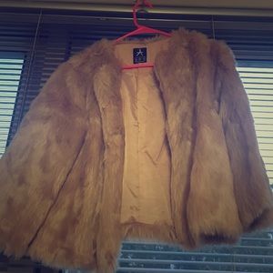 Nude/ blush faux fur coat