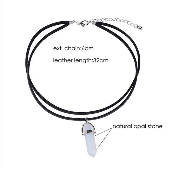 New Opalite Stone Vegan Suede Choker - Picture 2 of 3