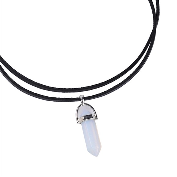New Opalite Stone Vegan Suede Choker - Picture 3 of 3
