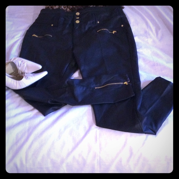 City Chic Wet Look Black Jeans