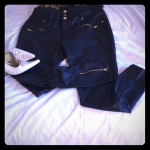 City Chic Wet Look Black Jeans