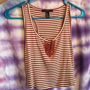 red and white stripped crop top
