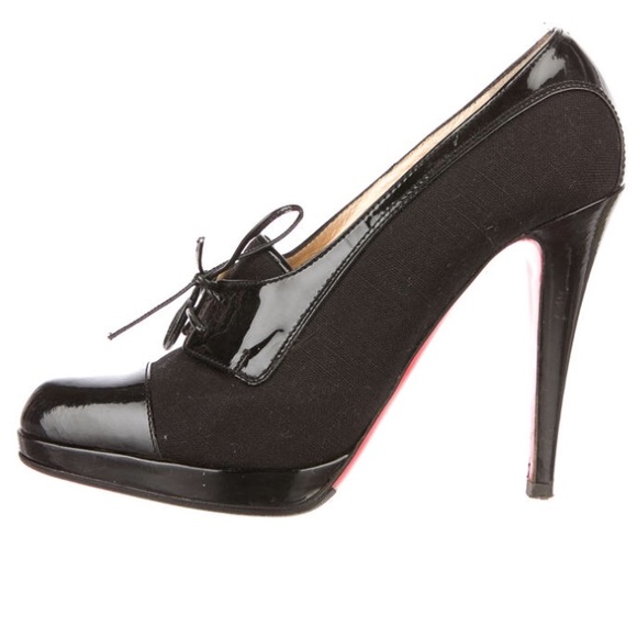 Christian Louboutin patent/canvas Oxford pumps