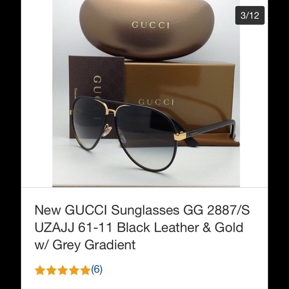 Authentic Gucci leather Aviator Sunglasses - Picture 3 of 3