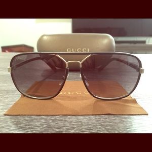 Authentic Gucci leather Aviator Sunglasses