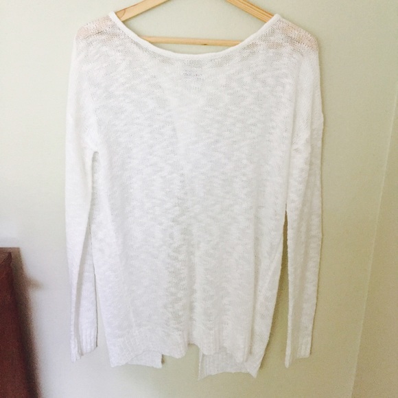 Glamorous semisheer long sleeve knit open back top