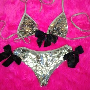 Silver Sequin Bikini Set