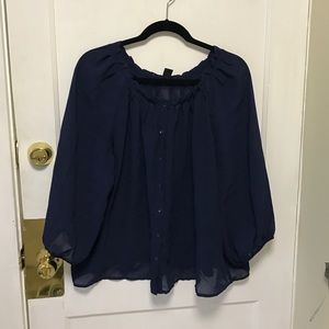 H&M navy blue button down blouse