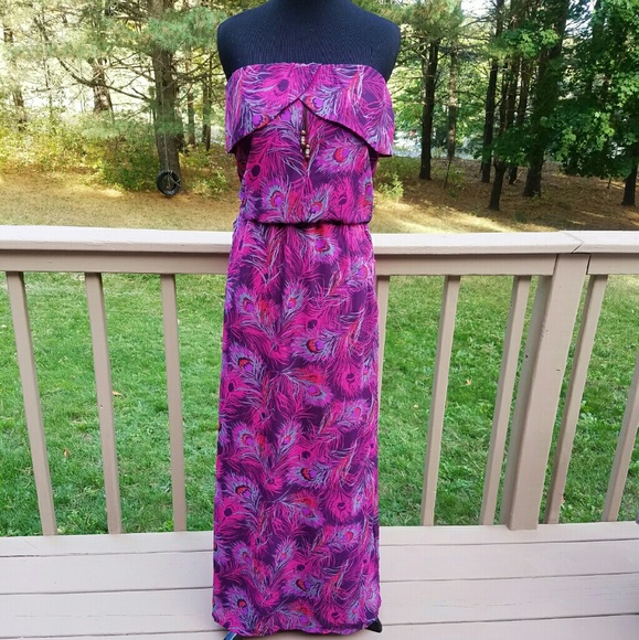 Dresses & Skirts - GORGEOUS Purple Printed Strapless Maxi Dress