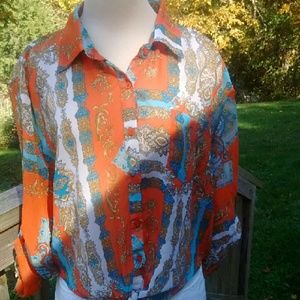 Beautiful sheer tie front blouse.