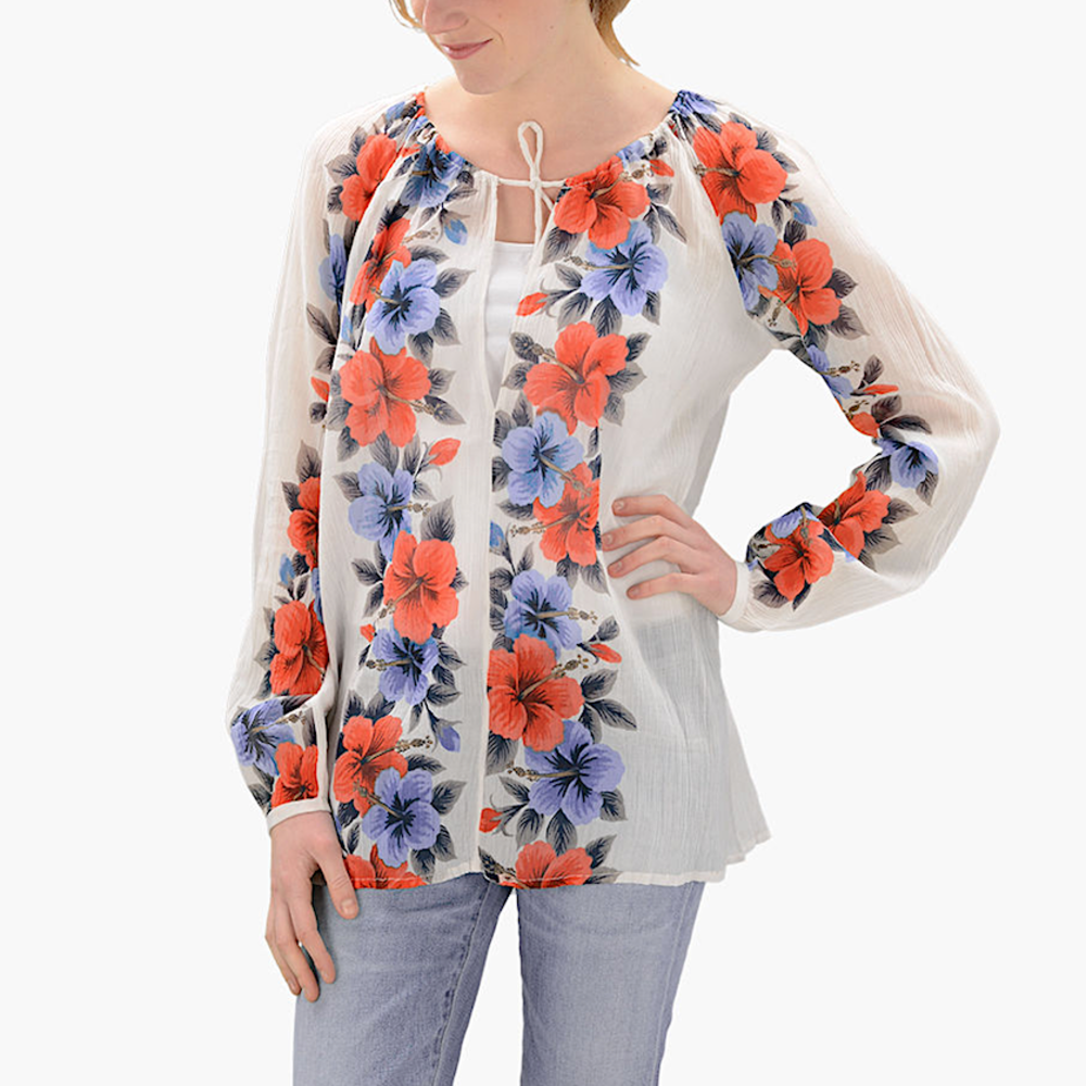 ANTIK BATIK Floral Print Top Gauze Bohemian Tunic