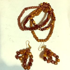 Wooden bracelet and earring set