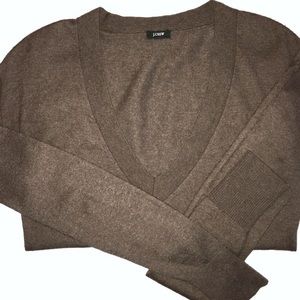 j. crew women's lightweight taupe v-neck sweater