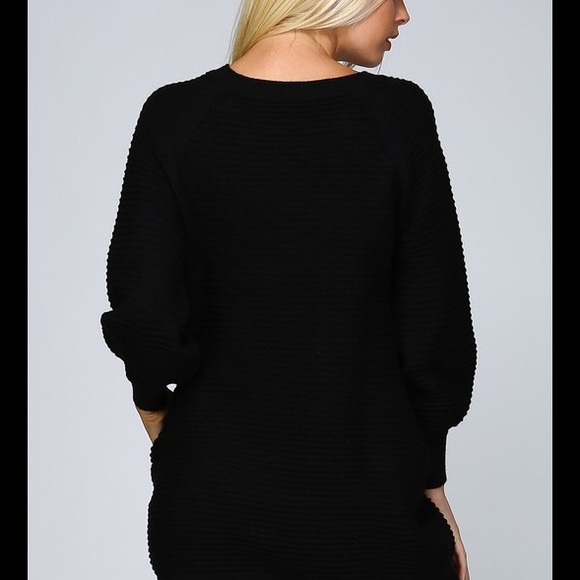Last One ! Black Knit Sweater Tunic Dress - Picture 2 of 4