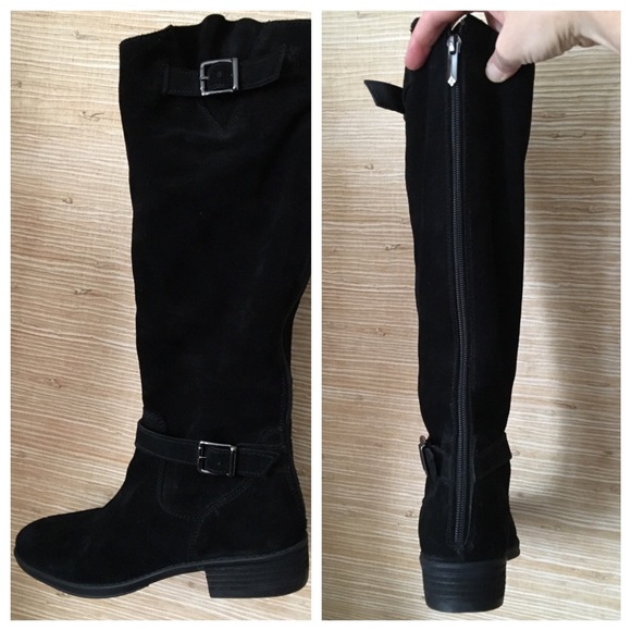 Black suede riding boots Clearance
