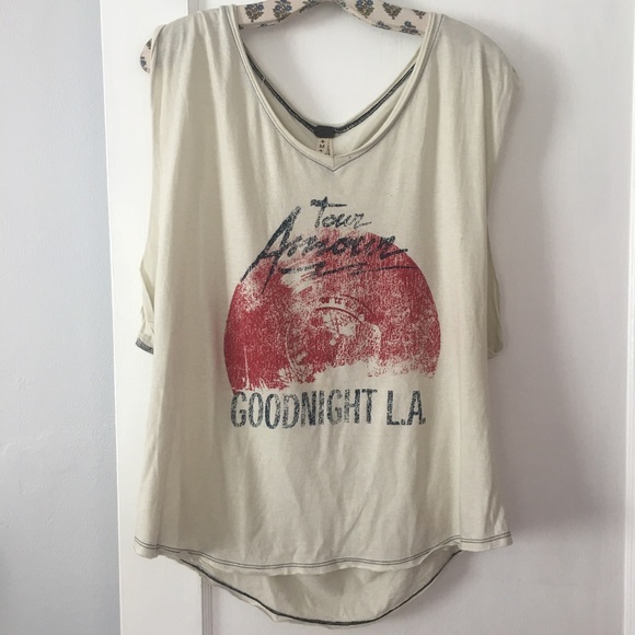 Free people distressed band graphic tee M