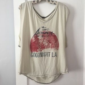 Free people distressed band graphic tee M