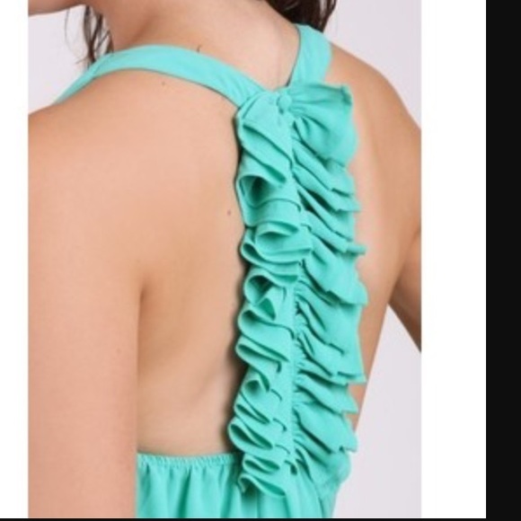 Dark green Naked Zebra ruffled back top - Picture 2 of 4