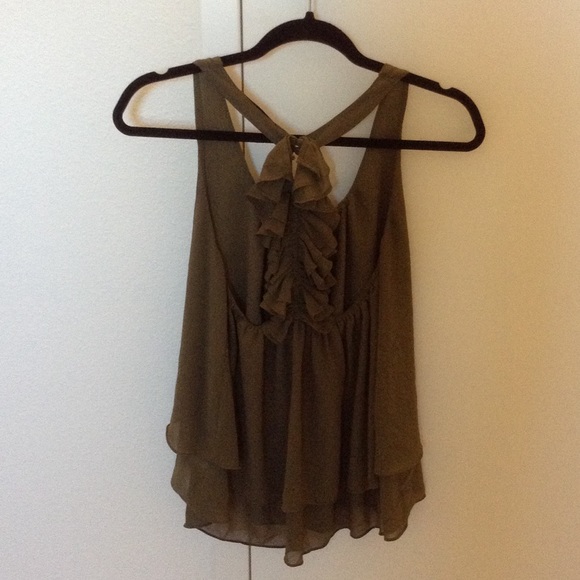 Dark green Naked Zebra ruffled back top - Picture 4 of 4