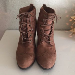 Brown Wedge Booties