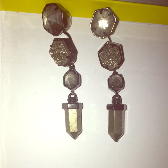 Kendra Scott black drop earrings with drusy