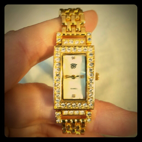 Elizabeth Taylor Rhine Stone Goldtone Watch