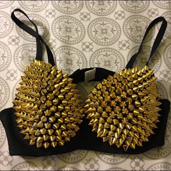 Spiked bra gold