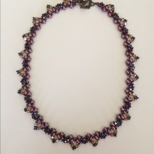 Swarovski Crystal & Pearl Garden Necklace -Mauve