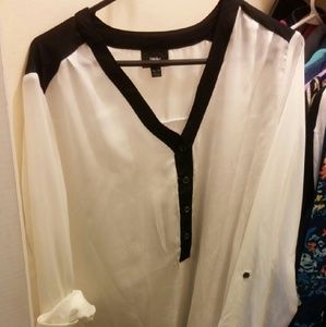 Wassio sheer white and black blouse